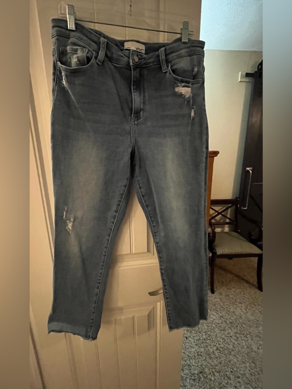Vervet  Med Blue Distressed Jeans, raw Hem Detail, size 31